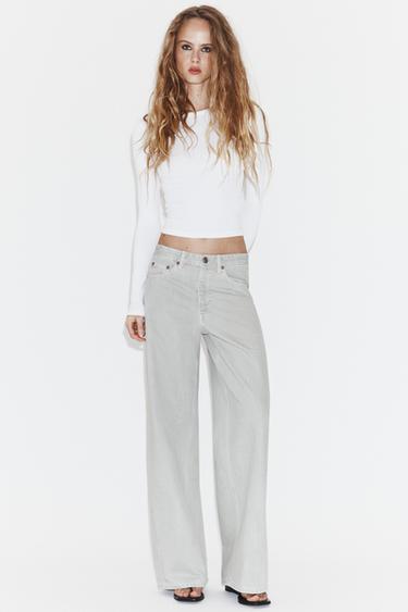 TRF MID-WAIST WIDE-LEG JEANS - Charcoal grey by Zara