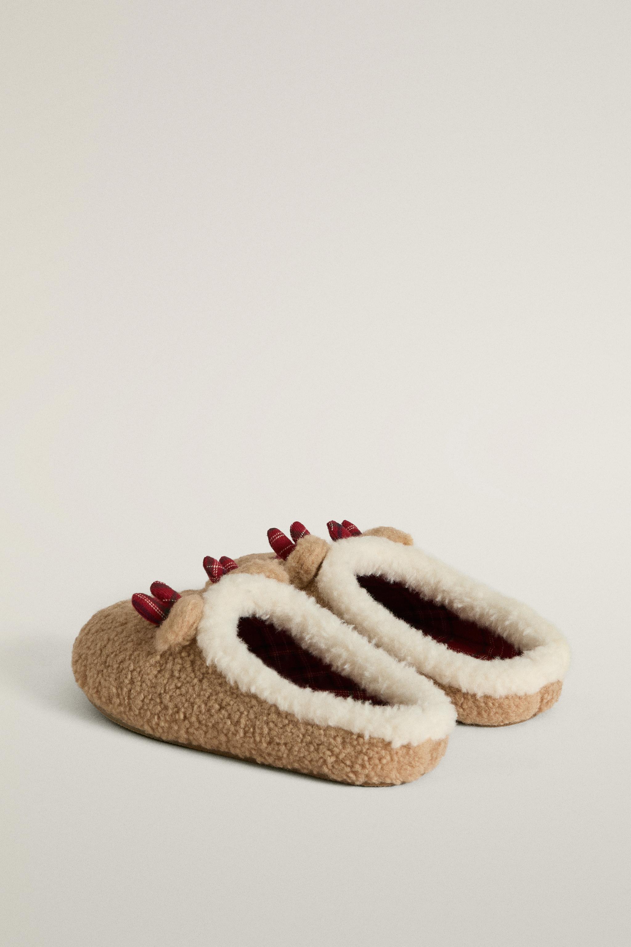 KIDS' REINDEER CHRISTMAS MULE SLIPPERS