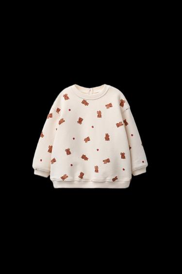 Zara TEDDY BEAR PRINT SWEATSHIRT - Vanilla - Image 0