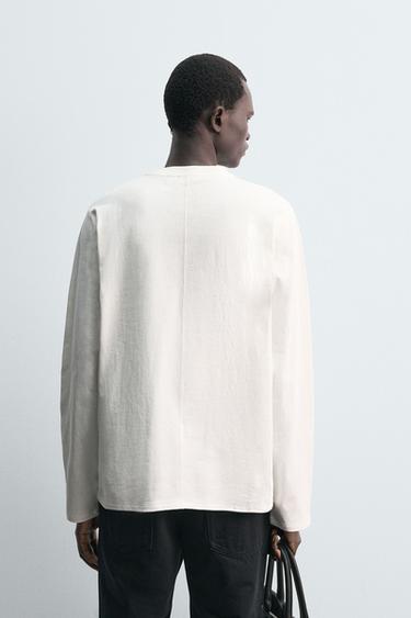 LONG SLEEVE SEAM T-SHIRT - Oyster-white de Zara - Image 2