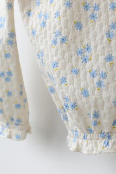 PANTALON DE JOGGING TEXTURÉ À FLEURS - Écru de Zara - Image 3