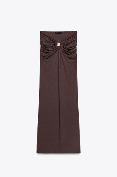 SHELL POLYAMIDE SKIRT - Dark brown by Zara - Image 7