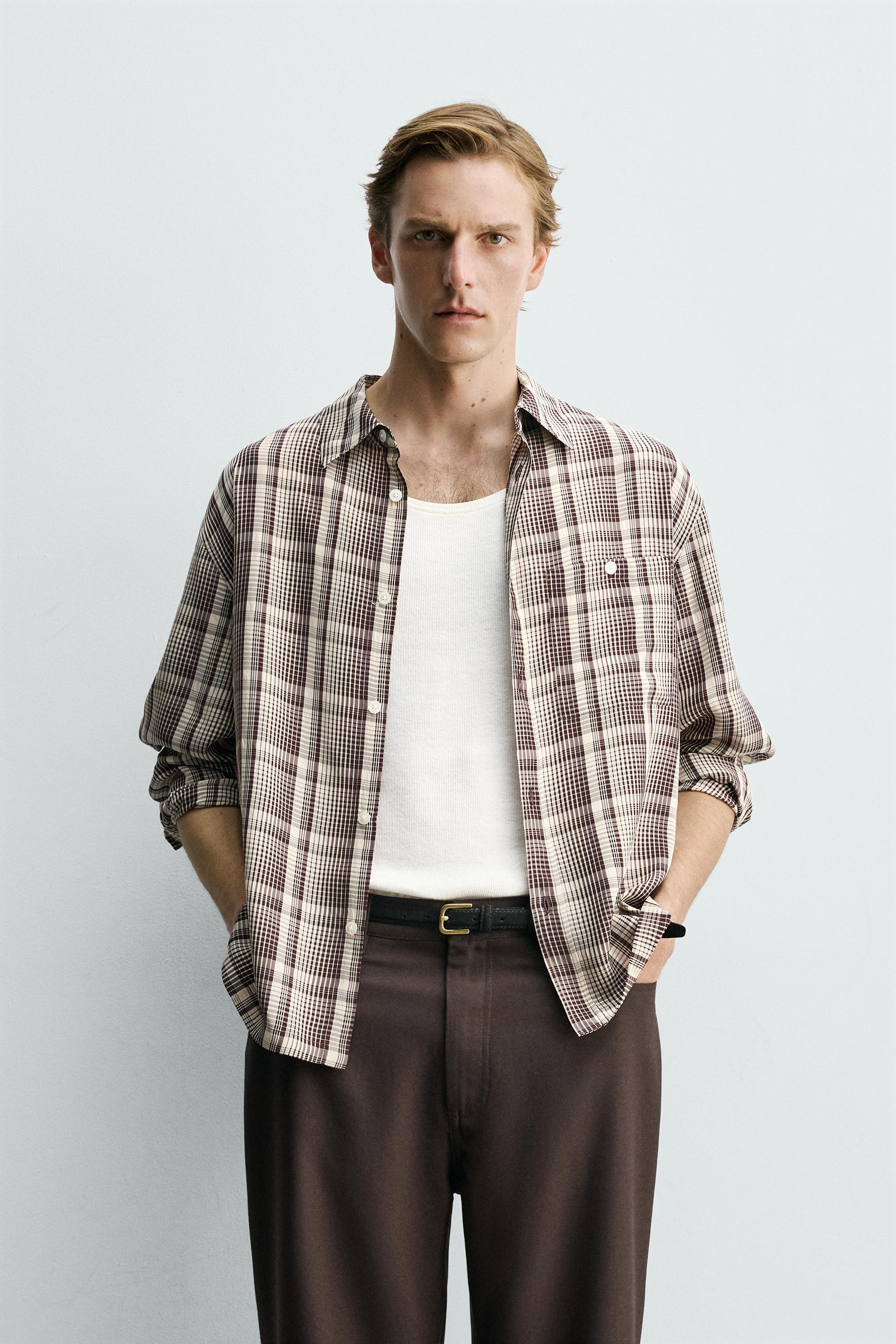 FLOWING CHECK SHIRT — Wine