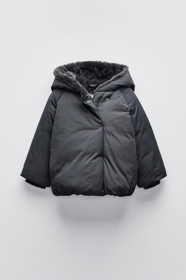 LINED HOODED COAT - Mid-grey by Zara