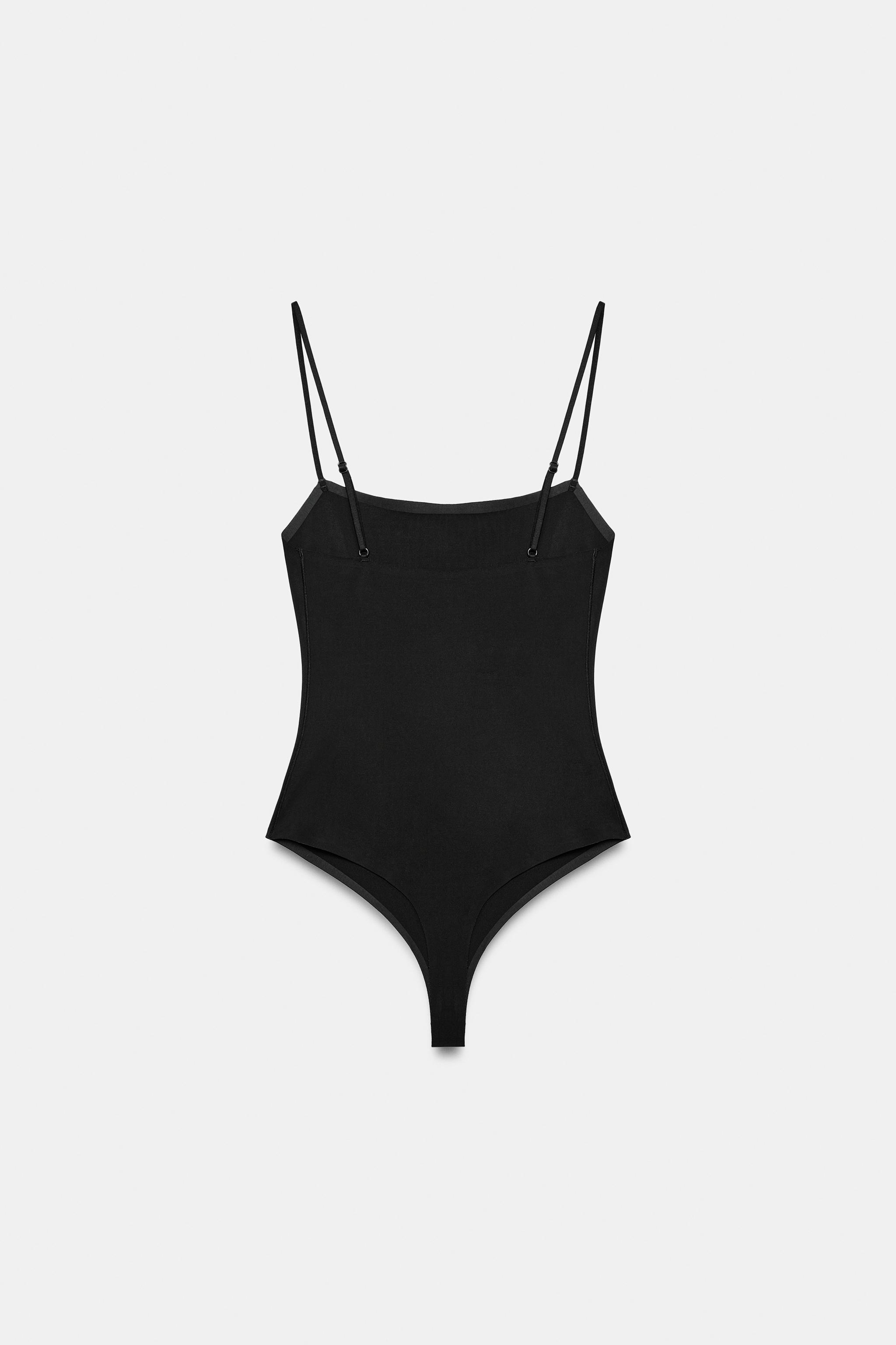 SQUARE NECK BODYSUIT — Black