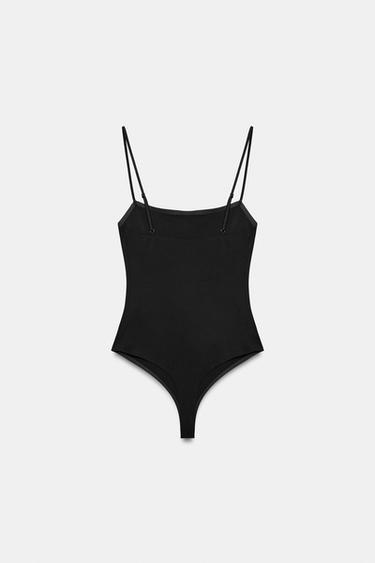 SQUARE NECK BODYSUIT — Black 2