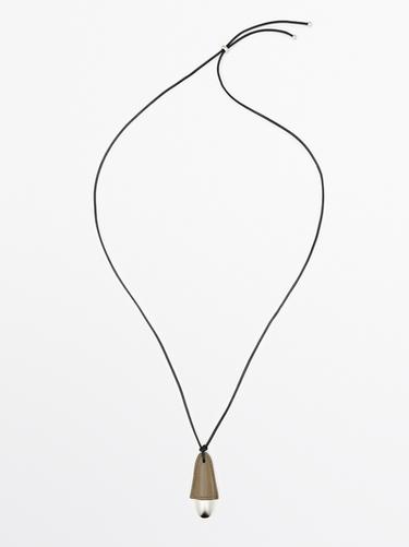 Zara Leather pendant - Silver - Image 0