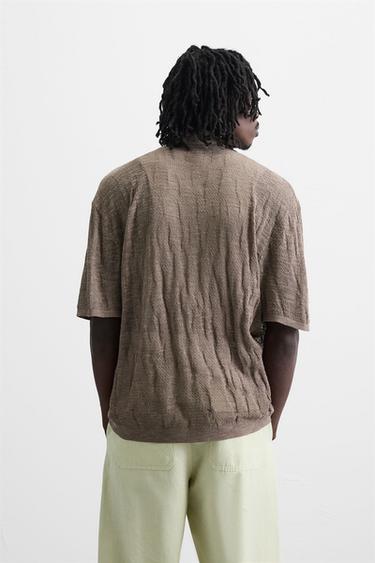 TEXTURED KNIT SHIRT - Brown / Taupe by Zara - Image 2