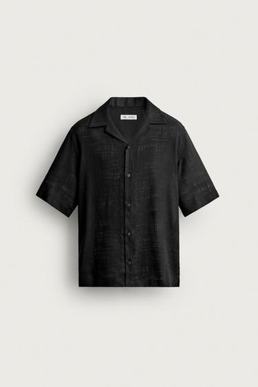Zara TEXTURED FLOWY SHIRT - Black