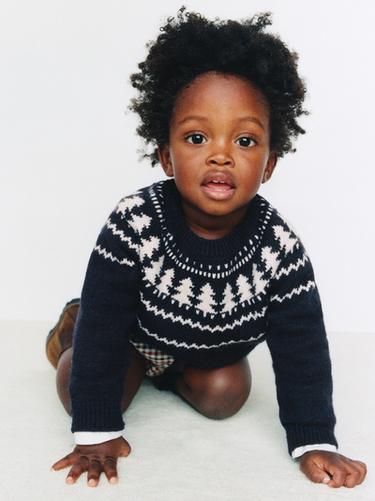 JERSEY PUNTO JACQUARD ÁRBOLES  - Marino de Zara