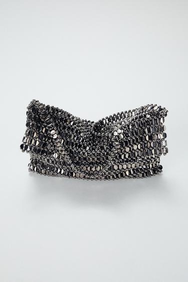 Zara SHOULDER BAG WITH APPLIQUÉS - Silver