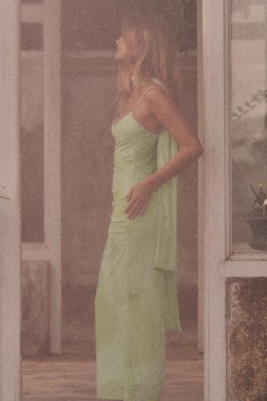 TULLE MIDI DRESS WITH SCARF - Greens by Zara - Image 2