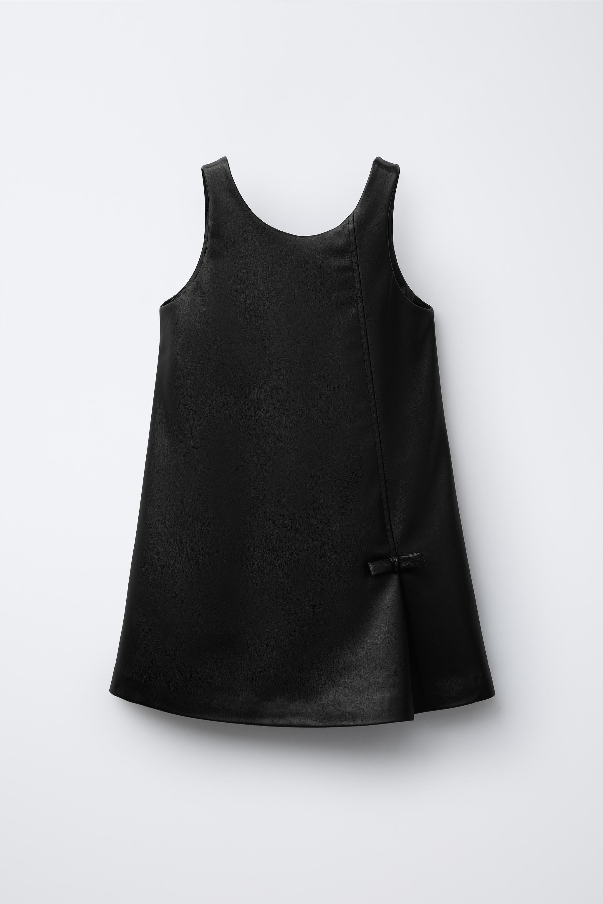 FAUX LEATHER PINAFORE DRESS WITH BOWS - Black | ZARA Australia FAUX LEATHER PINAFORE DRESS WITH BOWS - Black | ZARA Australia