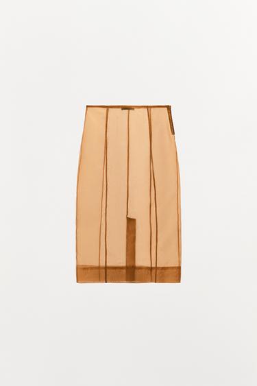ORGANZA MIDI SKIRT - Caramel by Zara