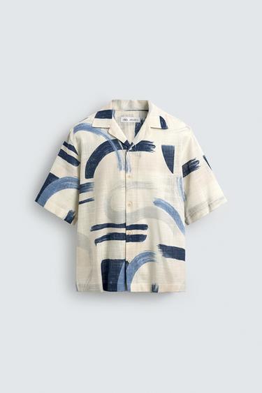 CHEMISE À IMPRIMÉ ABSTRAIT - Bleu de Zara