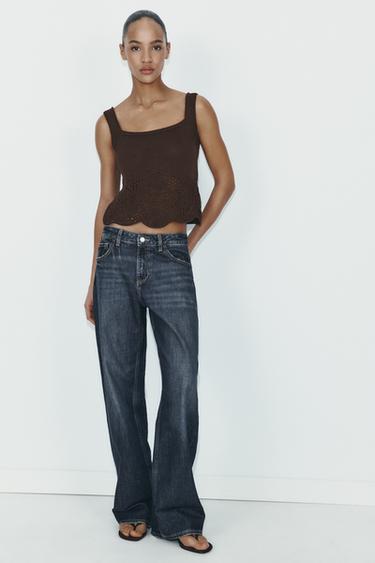 KNIT STRAPPY TOP - Brown / Taupe by Zara