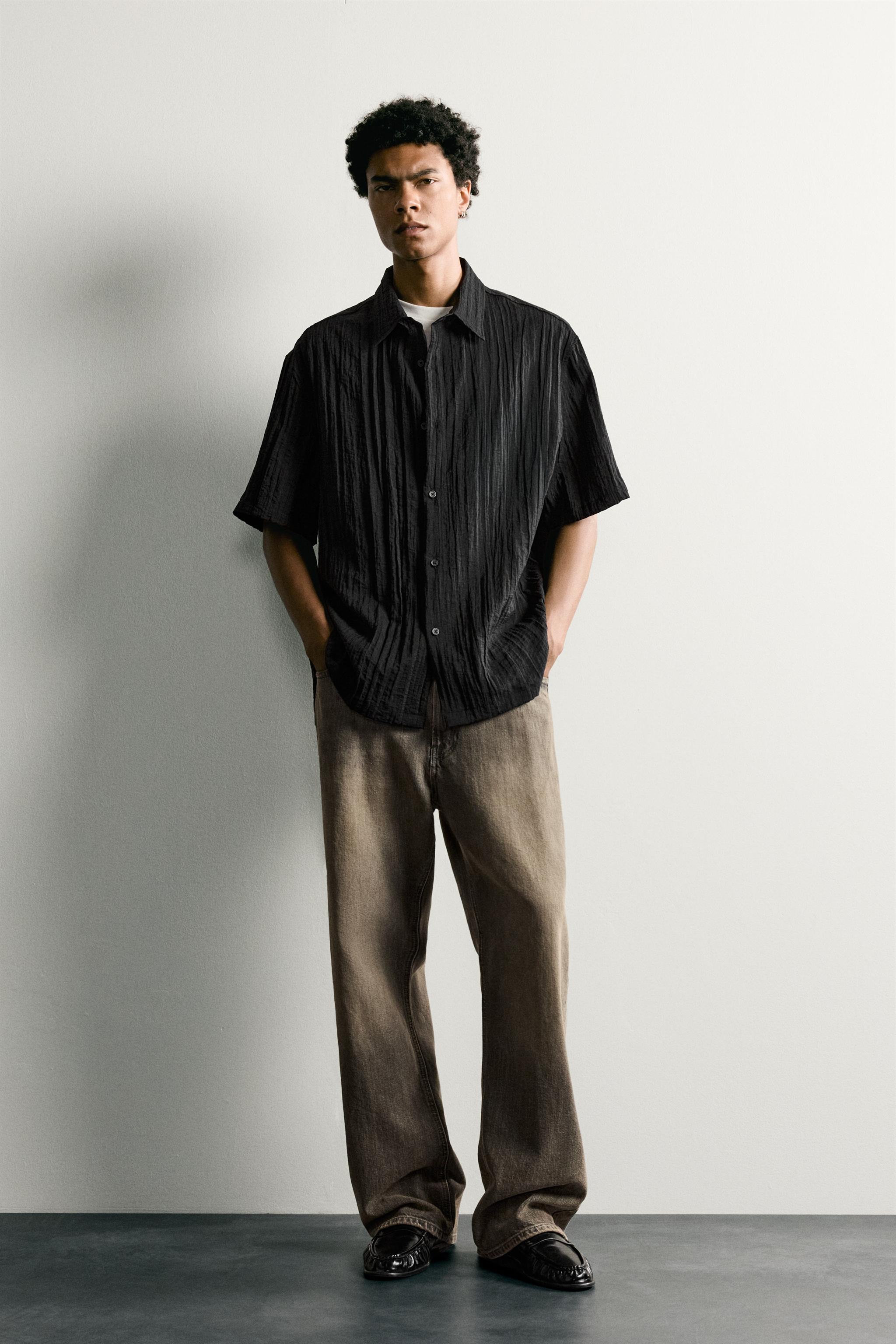 Мужские рубашки Zara RELAXED FIT TEXTURED SHIRT