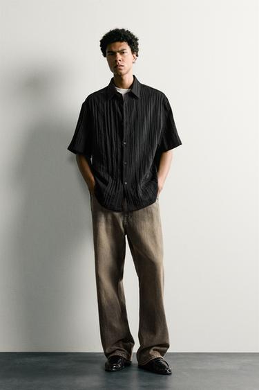 RELAXED FIT TEXTURED SHIRT - Black by Zara
