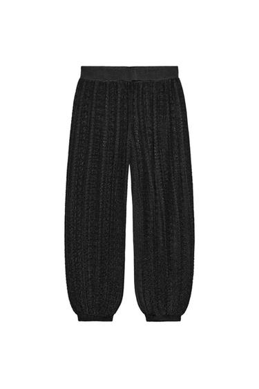 POINTELLE KNIT SAROUEL TROUSERS - Black by Zara
