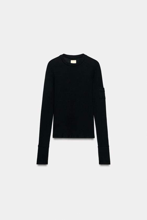 CAMISETA ALGODÓN 100% BOLSILLO - Negro de Zara - Imagen 0