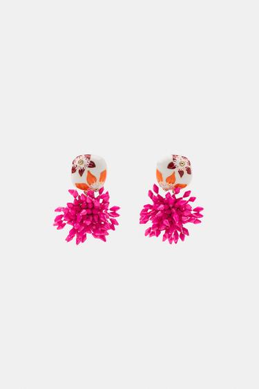 OHRRINGE MIT KUNSTHARZ UND SCHMUCKPERLEN - Rosa von Zara