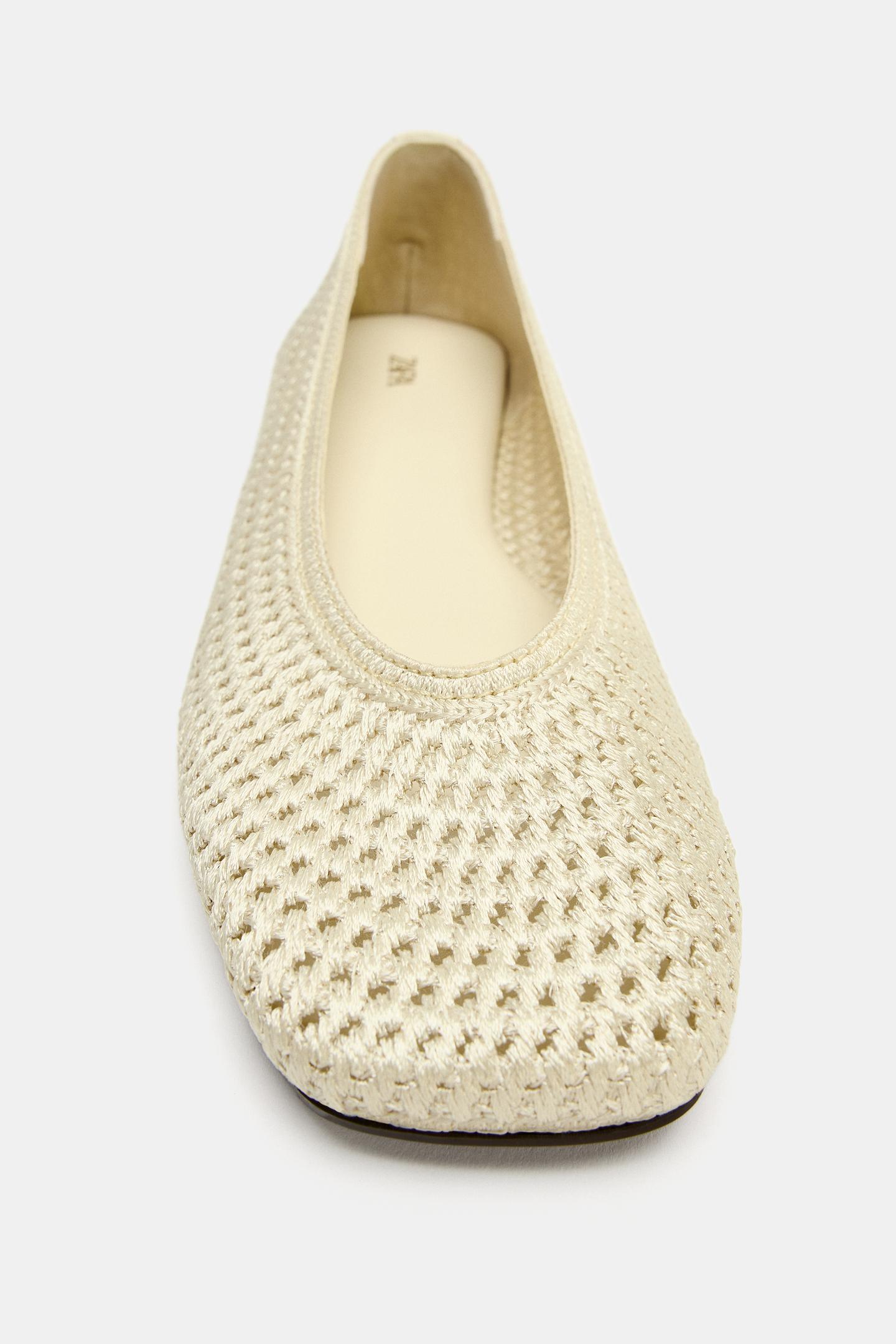 Женские балетки Zara Braided Effect Ballet, цвет: Светлый жёлтый — фото 6