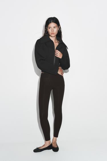 CHAQUETA ENTALLADA EFECTO NEOPRENO - Negro de Zara