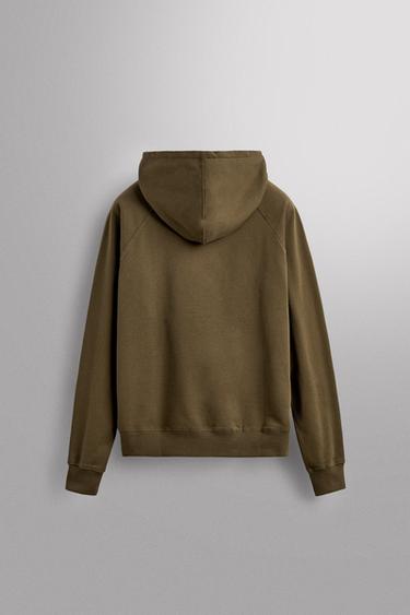 Zara REGULAR FIT HOODIE SWEATSHIRT - Green