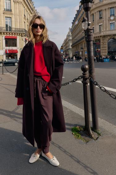 CUFFED HEM TROUSERS - Burgundy by Zara