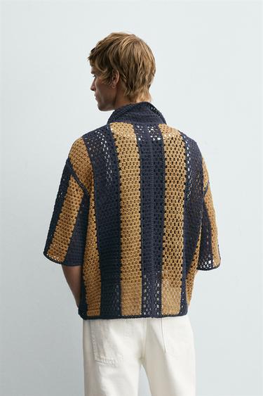 CROCHET PATCH SHIRT - Navy blue by Zara - Image 2