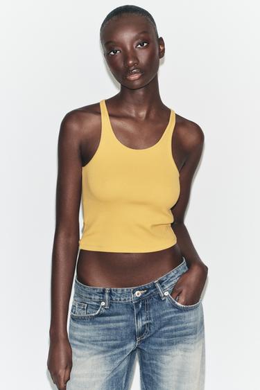 TOP CROP RIB - أصفر by Zara - Image 0