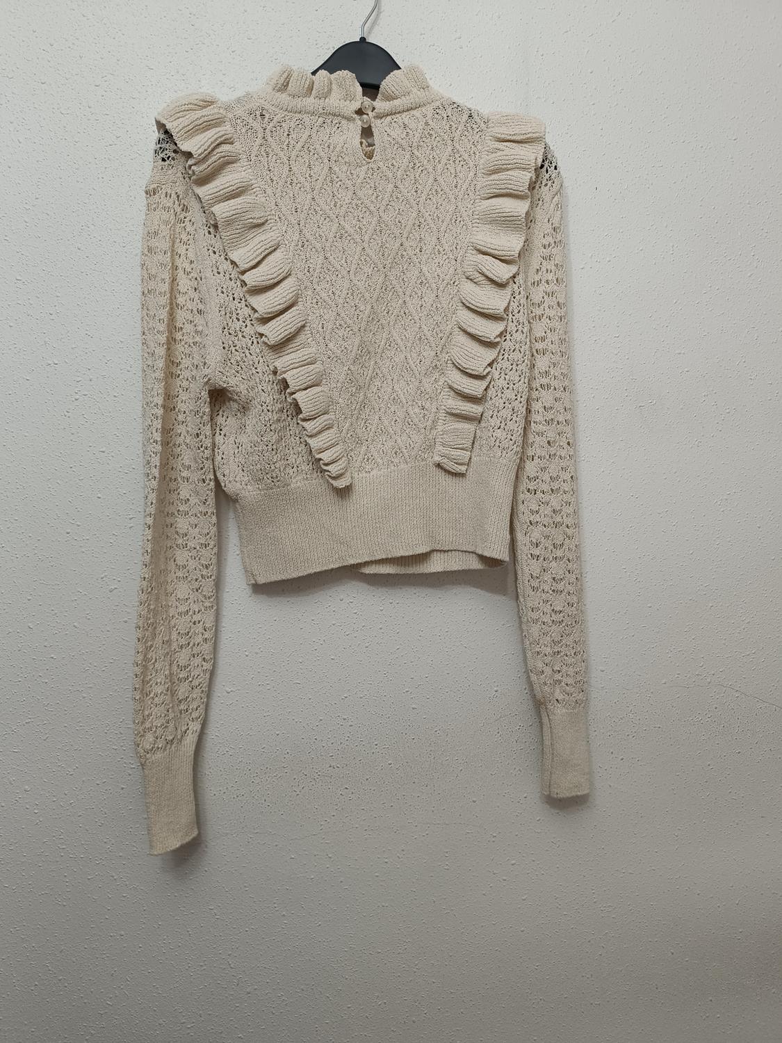 RUFFLED KNIT SWEATER WITH FAUX PEARLS - Image 4