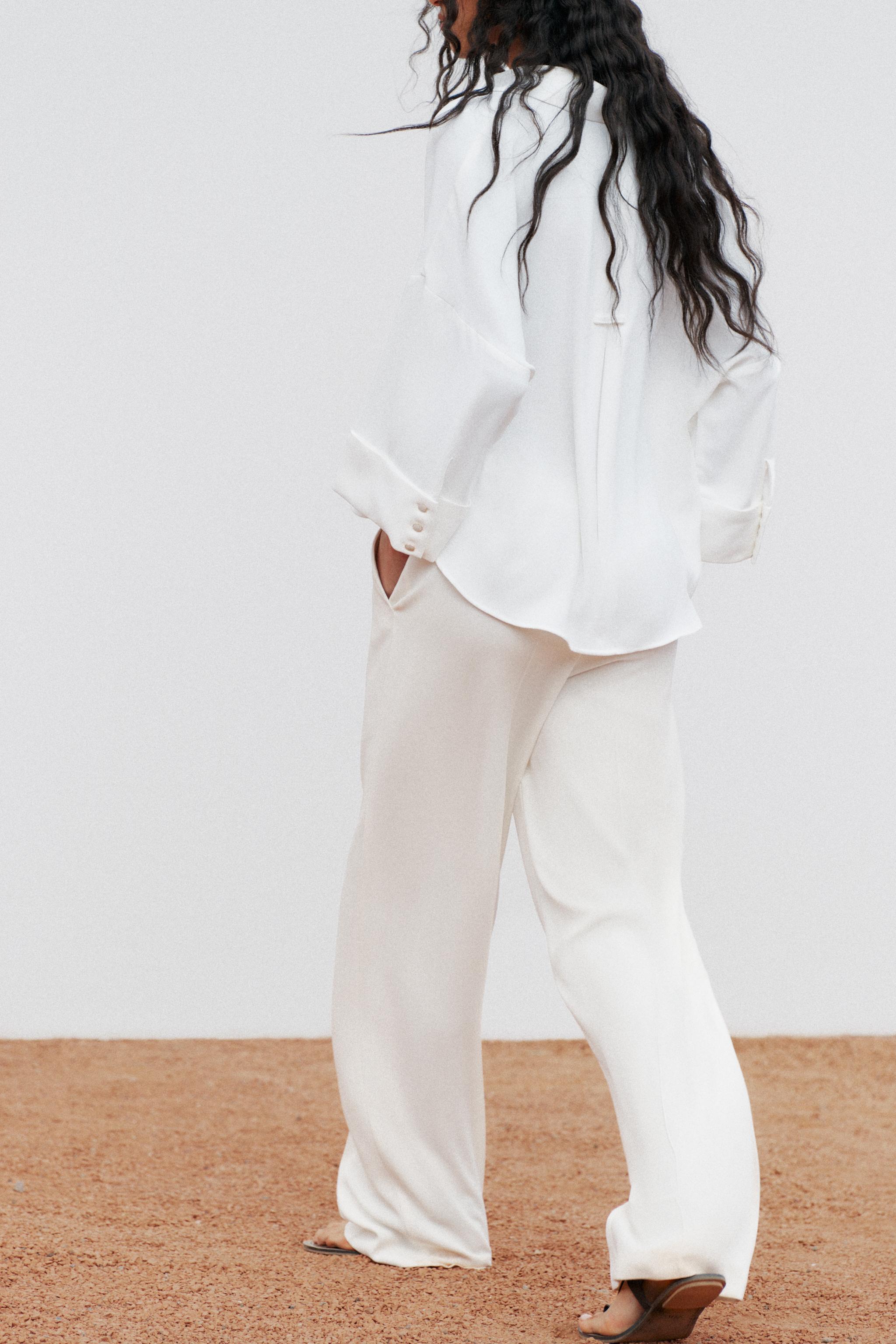 ストレートカットルーズシルエットパンツ - オフホワイト | ZARA