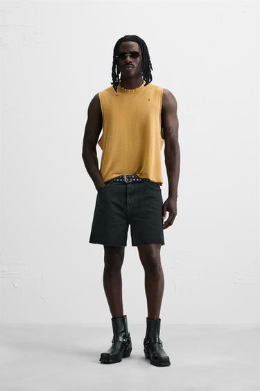 Zara DENIM MINI SHORTS - Black - Image 0