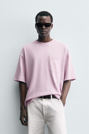 ФУТБОЛКА СВОБОДНОГО КРОЯ С КАРМАНОМ — СИРЕНЕВЫЙ от Zara