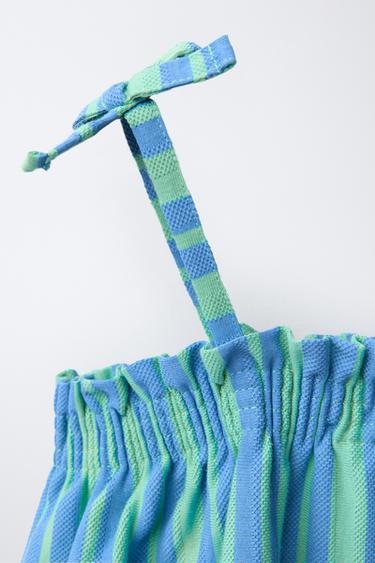 STRIPED TEXTURED TOP - Blue / Green by Zara - Image 2