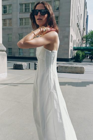 Zara ZW COLLECTION TRIM MAXI DRESS - White