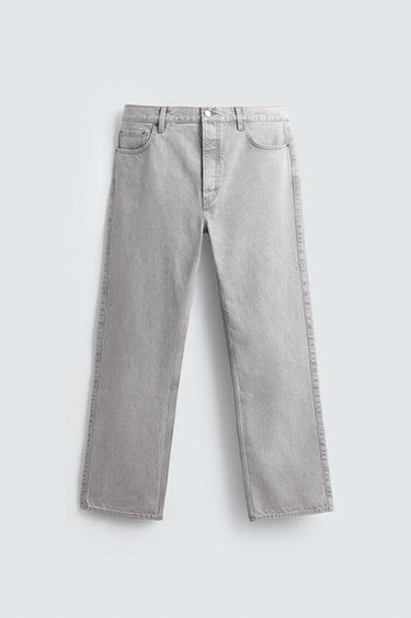 JEANS STRAIGHT ANKLE FIT - Gris de Zara