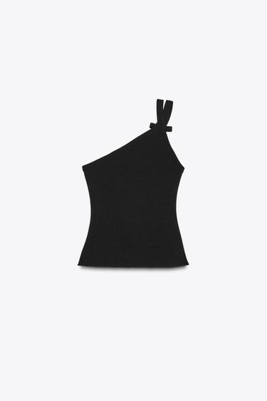 ASYMMETRIC TIE STRETCH TOP - Black by Zara - Image 5