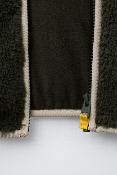 FAUX SHEARLING FLEECE-LINED JACKET - Khaki by Zara - Image 6