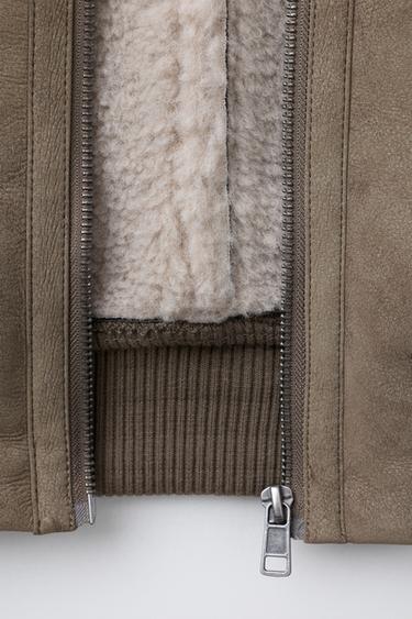 DOUBLE-FACED FAUX SHEARLING BOMBER JACKET - Brown / Taupe by Zara - Image 7