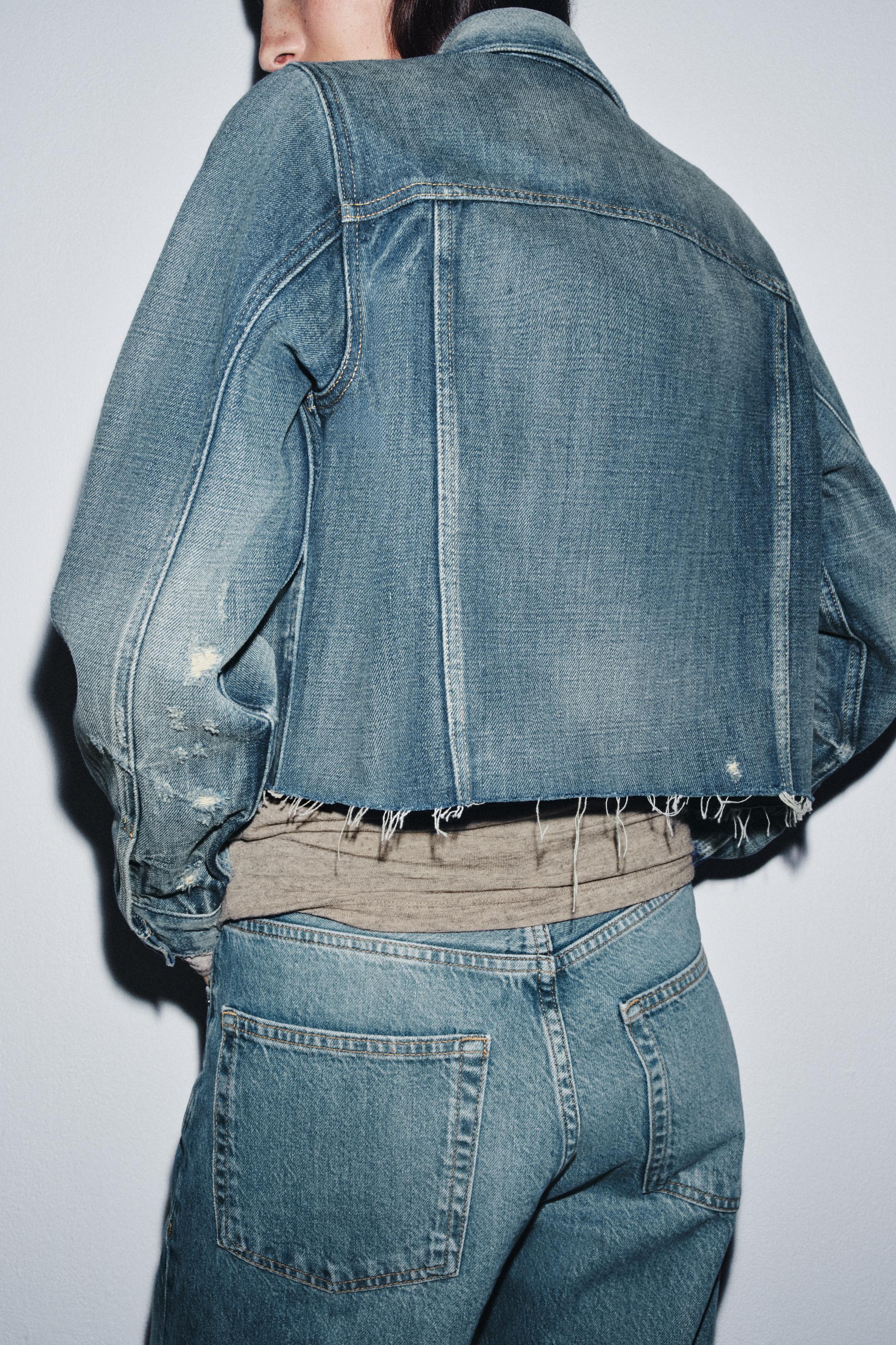 ZW COLLECTION CROPPED DENIM JACKET - Faded blue | ZARA