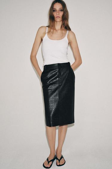 ZW COLLECTION LIMITED EDITION COCO LEATHER SKIRT - Black by Zara - Image 3