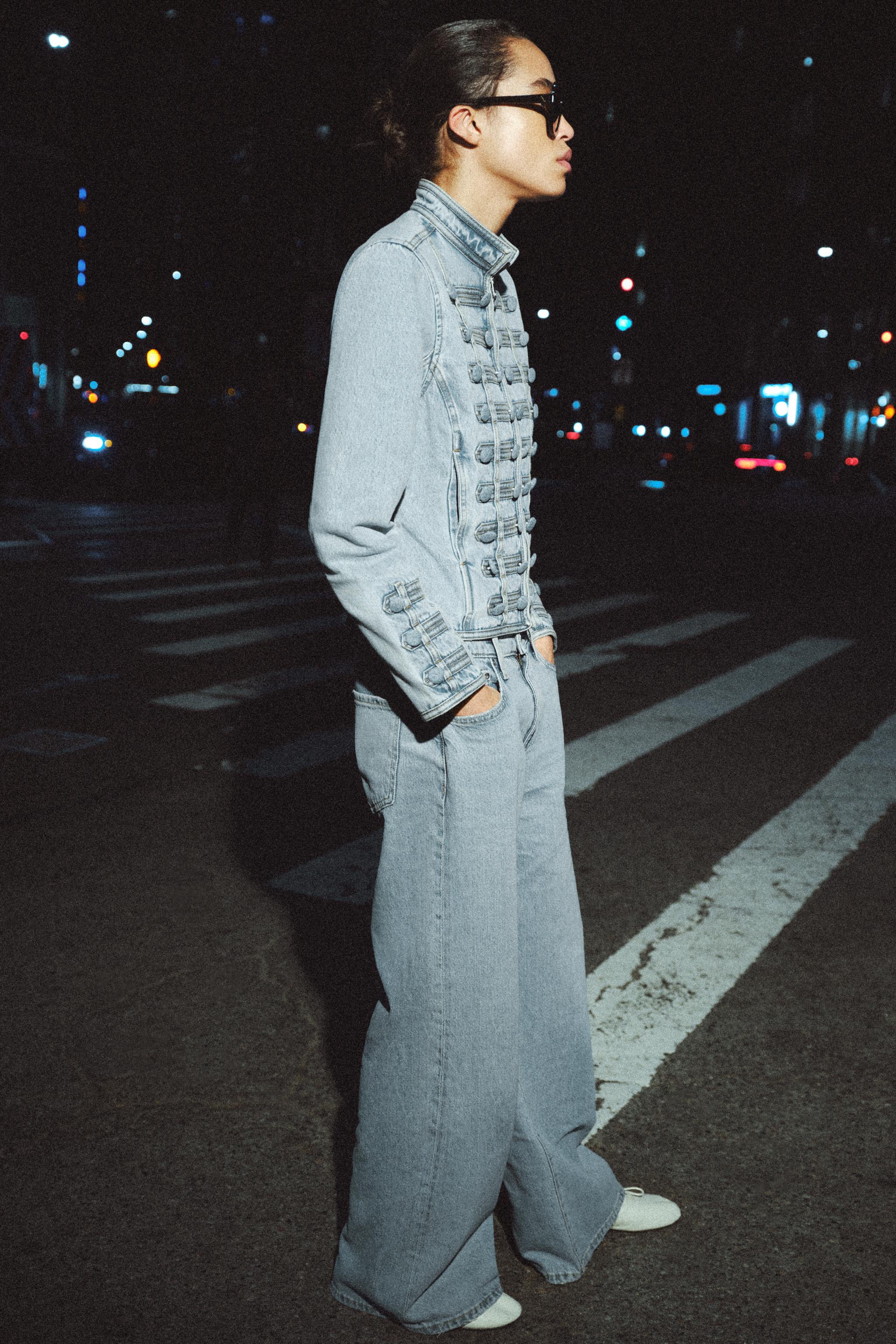 ZW COLLECTION FITTED BUTTON DENIM JACKET
