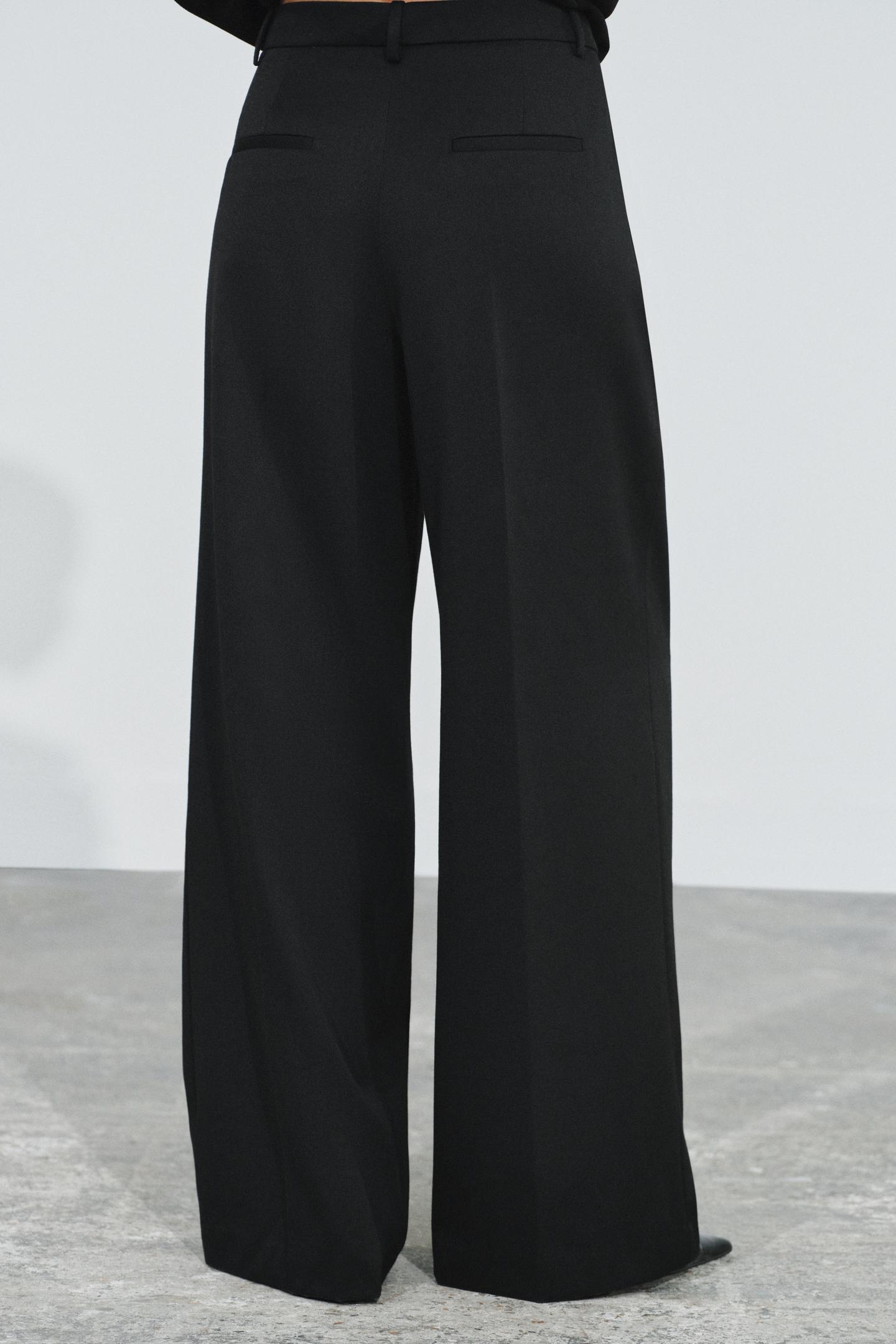 Женские брюки Zara ZW Collection Pleated, цвет: Чёрный — фото 3