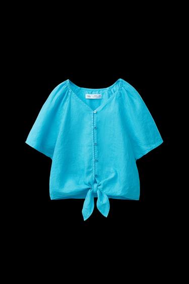 TOP 100% LINO - Azul medio de Zara - Imagen 0