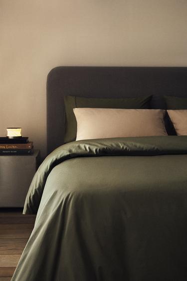 PERCALE DUVET COVER (300 THREAD COUNT) - Green by Zara