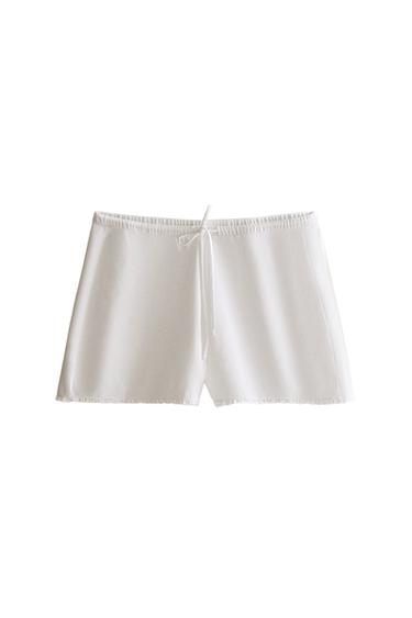 LACE TRIM SHORTS - White by Zara