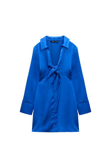 SATIN DRESS WITH TIE DETAIL