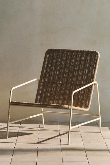 WOVEN METAL FRAME OUTDOOR CHAIR - brown/white by Zara